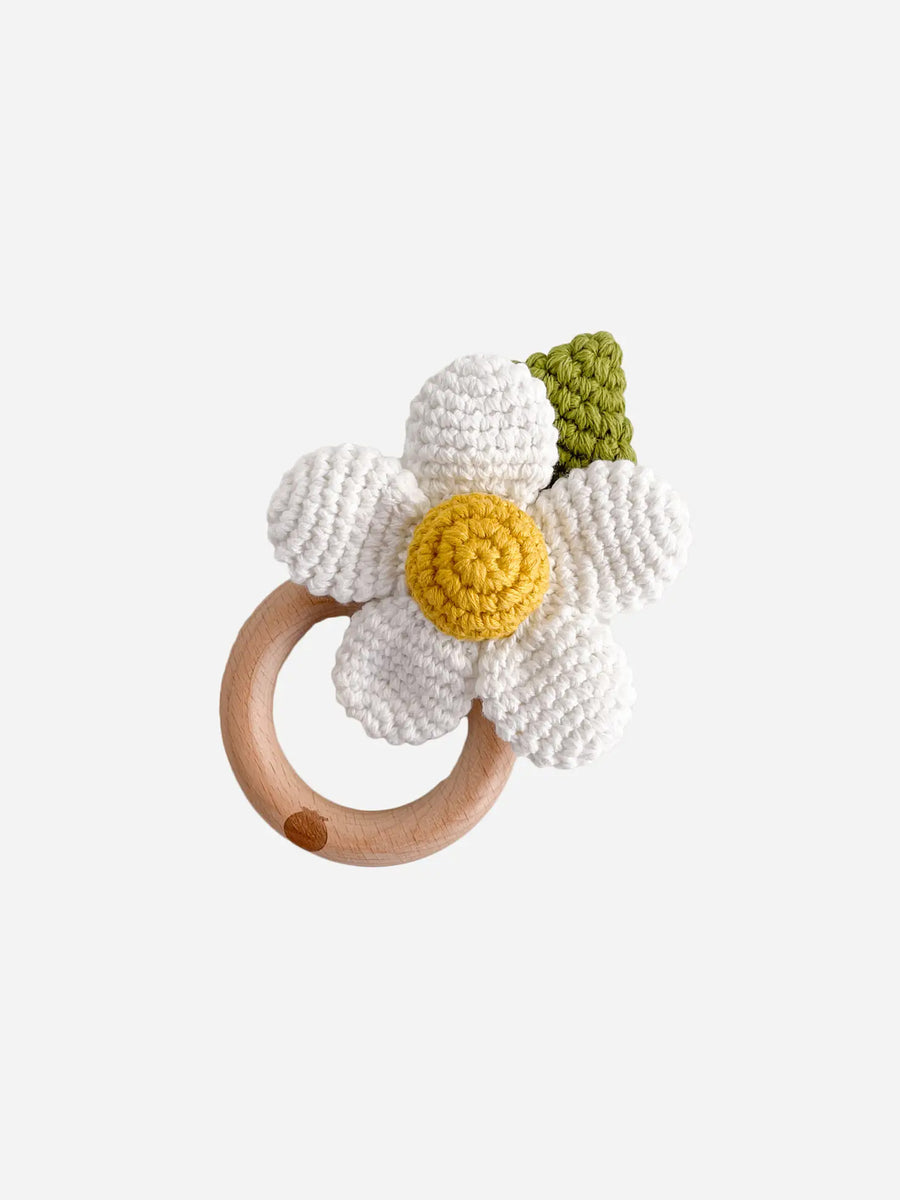 Flower Crocheted Rattle Teether Baby : Toys : Plush + Crinkle : Rattles The Blueberry Hill