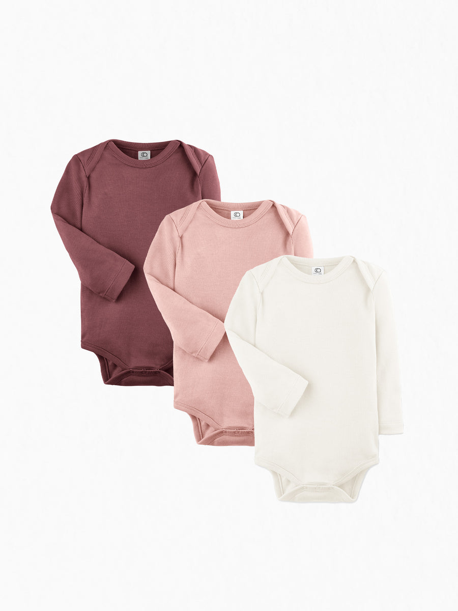 3-Pack Classic Long Sleeve Bodysuit Bundle Baby : Virtual Bundle : Bodysuits Colored Organics Organic Baby Classic Bodysuit Bundle - Long Sleeve