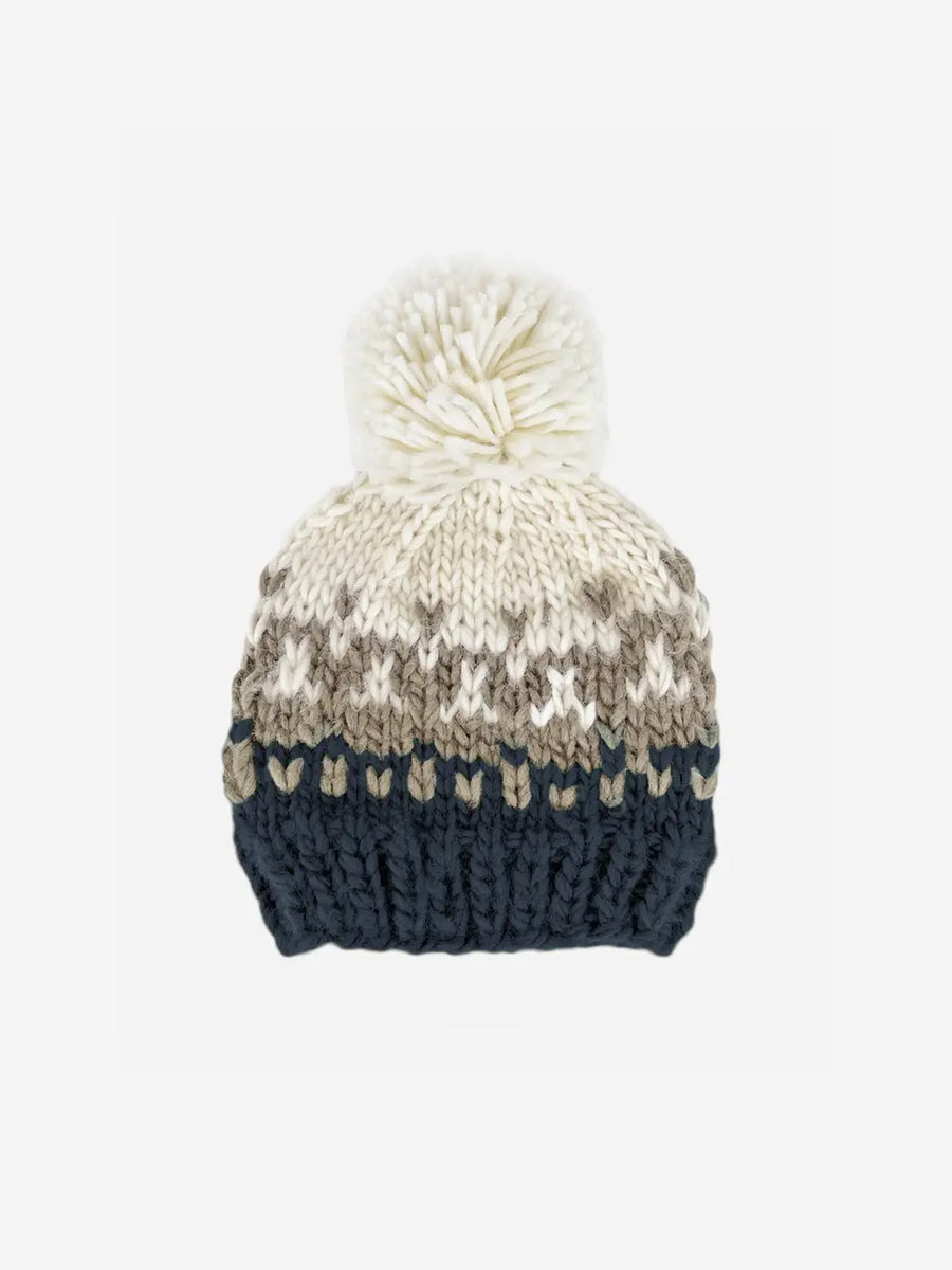 Navy Nell Stripe Pom Knit Hat Baby-Kids : Accessories : Hats Blueberry Hill