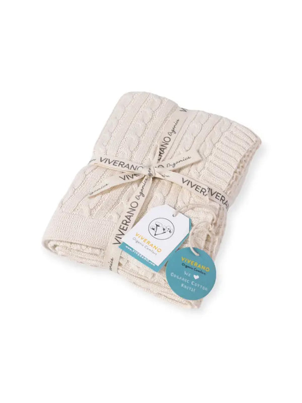 Mini Organic Cotton Cable Knit Baby Blanket