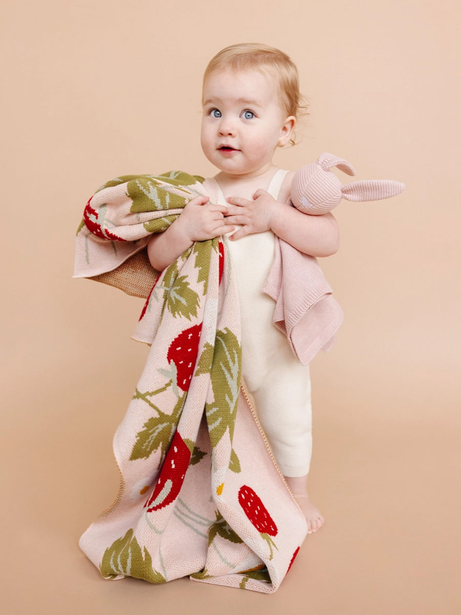 Organic Cotton Strawberry Blanket Baby : Nursery : Bedding : Blankets The Blueberry Hill