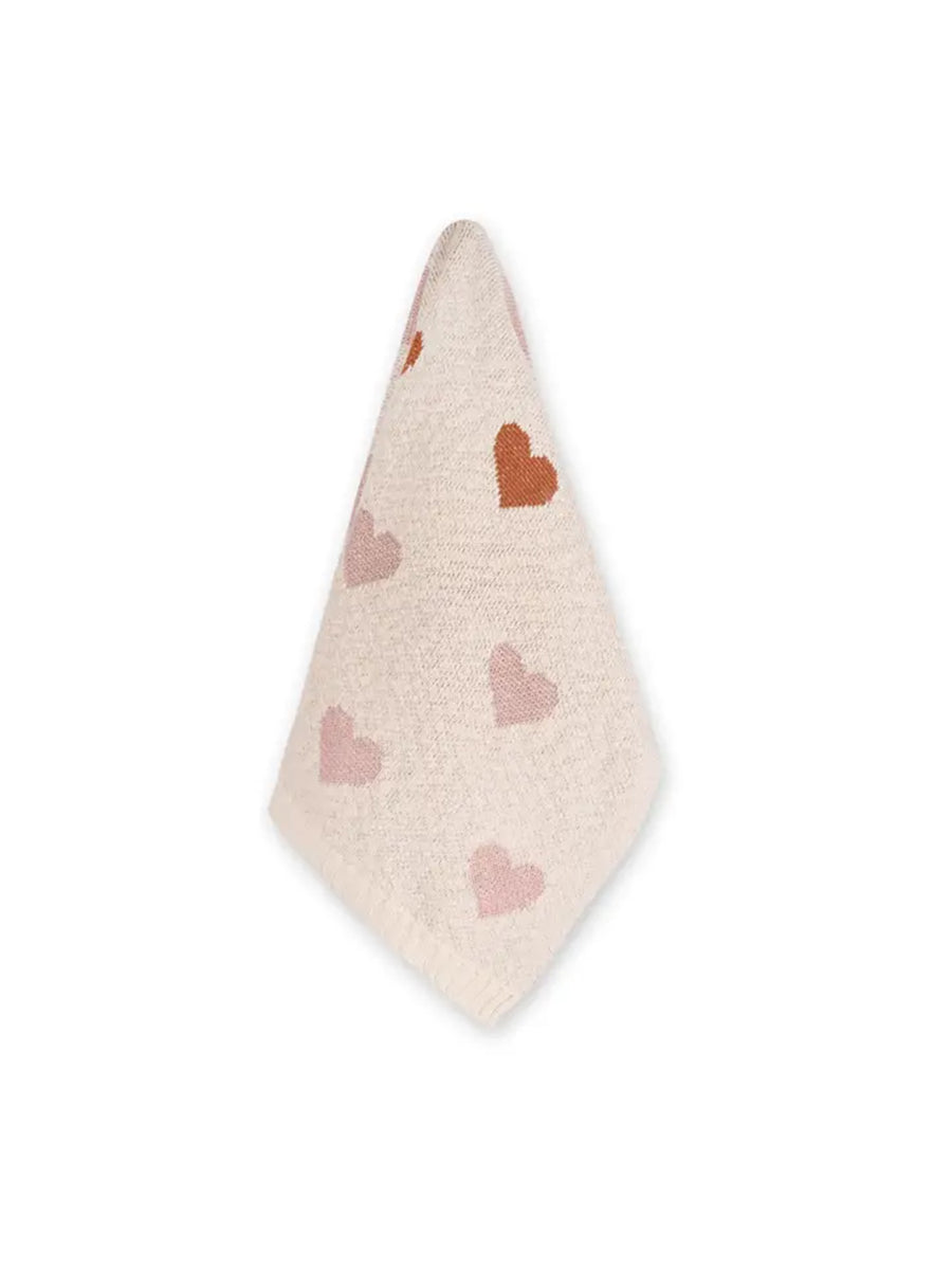 Organic Sweater Knit Hearts Blanket