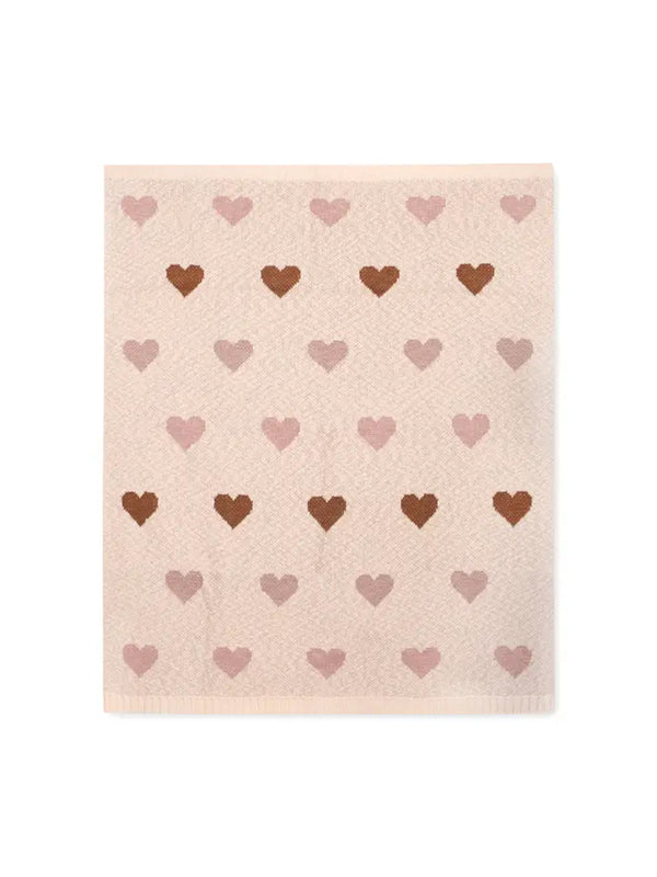 Organic Sweater Knit Hearts Blanket