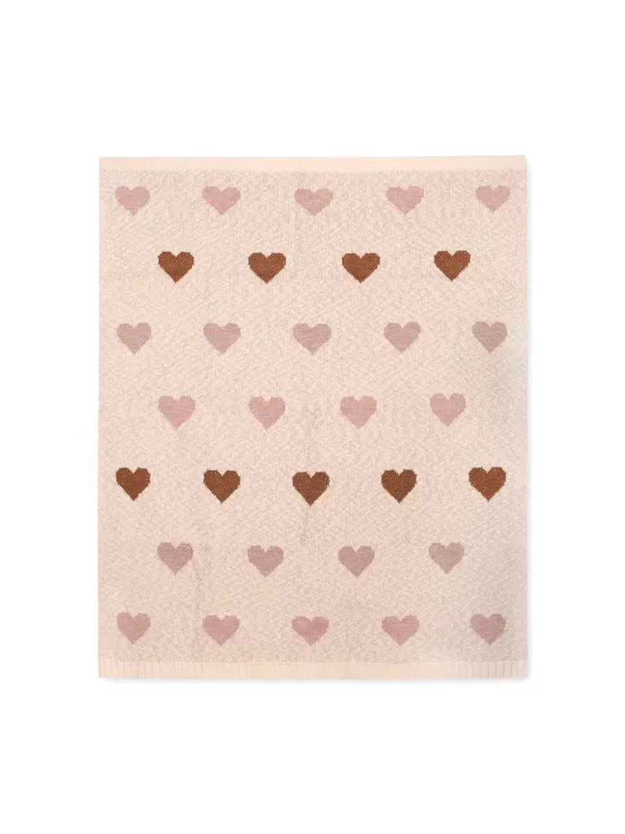 Organic Sweater Knit Hearts Blanket