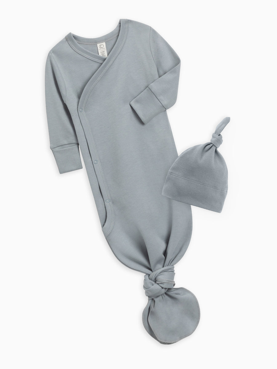 Organic Kimono Gown and Hat Set Baby : Virtual Set Colored Organics