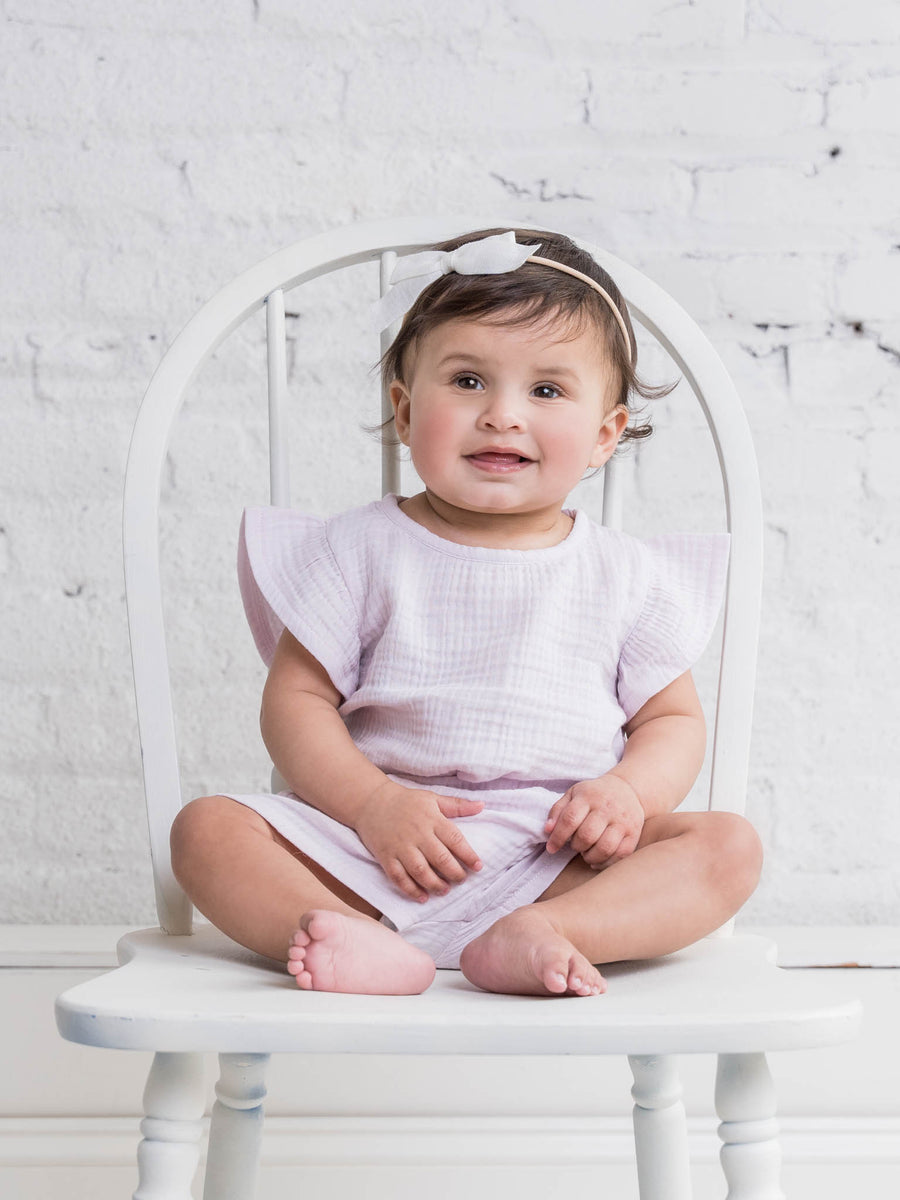 Greta Flutter Sleeve Muslin Top Baby : Tops : Shirts : Short Sleeves Colored Organics