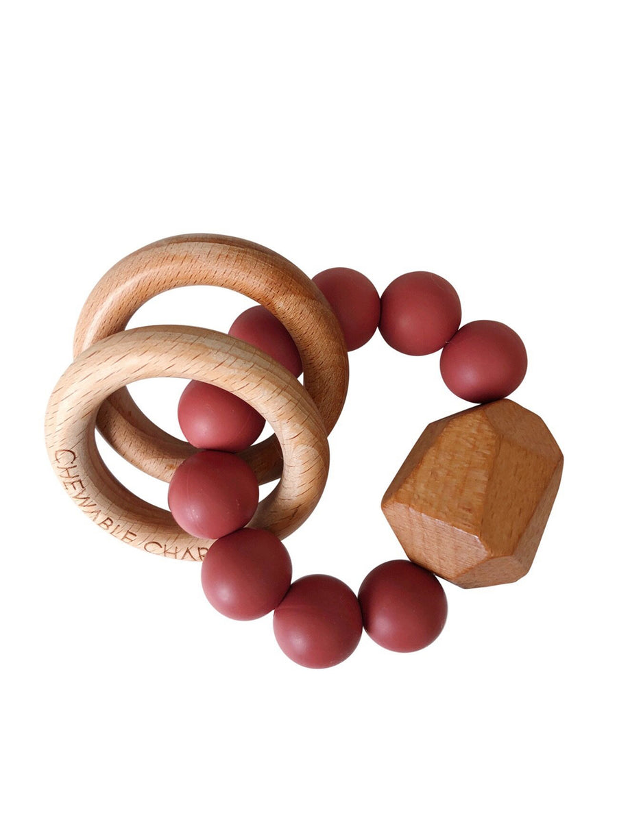 Silicone + Wood Teether Ring Baby : Toys : Teethers Chewable Charm Silicone + Wood Teether Ring