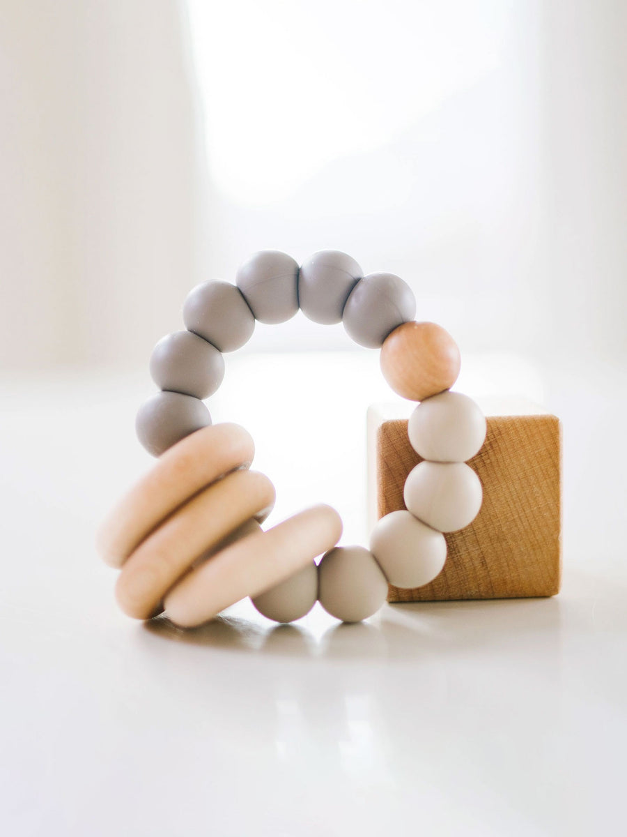 Silicone + Wood Teether Ring Baby : Toys : Teethers Bannor Toys