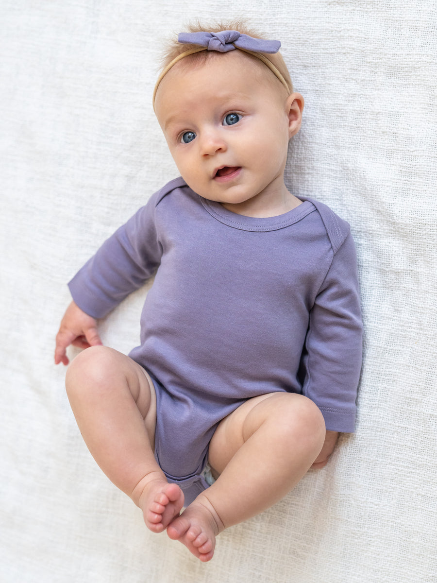 PRE ORDER Long Sleeve Bodysuit - Lavender Baby : One Pieces : Bodysuits : Long Sleeves KENDI by Colored Organics Long Sleeve Bodysuit | Colored Organics®