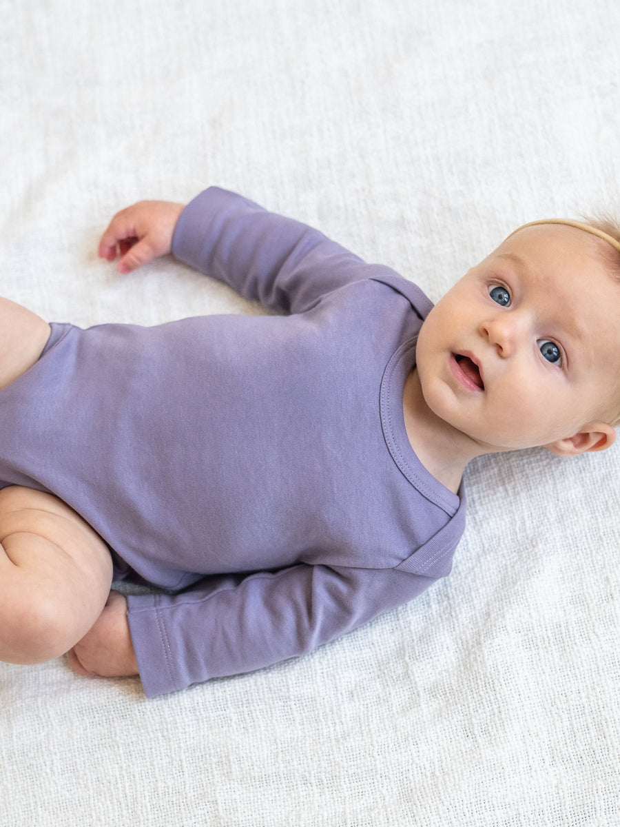 PRE ORDER Long Sleeve Bodysuit - Lavender Baby : One Pieces : Bodysuits : Long Sleeves KENDI by Colored Organics Long Sleeve Bodysuit | Colored Organics®