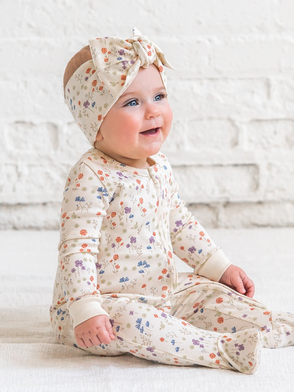 Hattie Bow Wrap - Margot Floral / Barn + Sea Baby : Accessories : Bows : Headbands Kendi PRE ORDER Hattie Bow Wrap - Margot | Colored Organics®