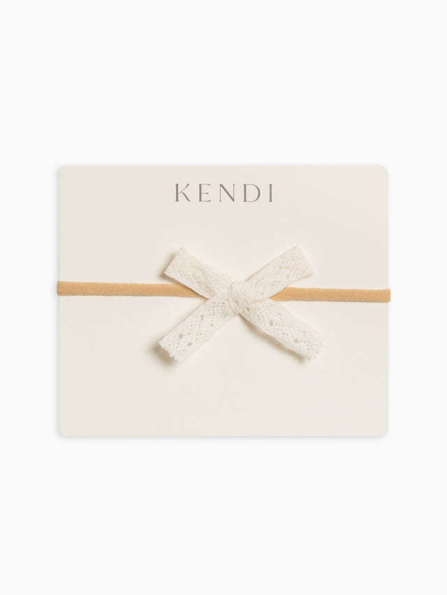 Lace Schoolgirl Bow Baby :Accessories :Bows :Headbands Kendi Organic Cotton Baby Lace Schoolgirl Bow