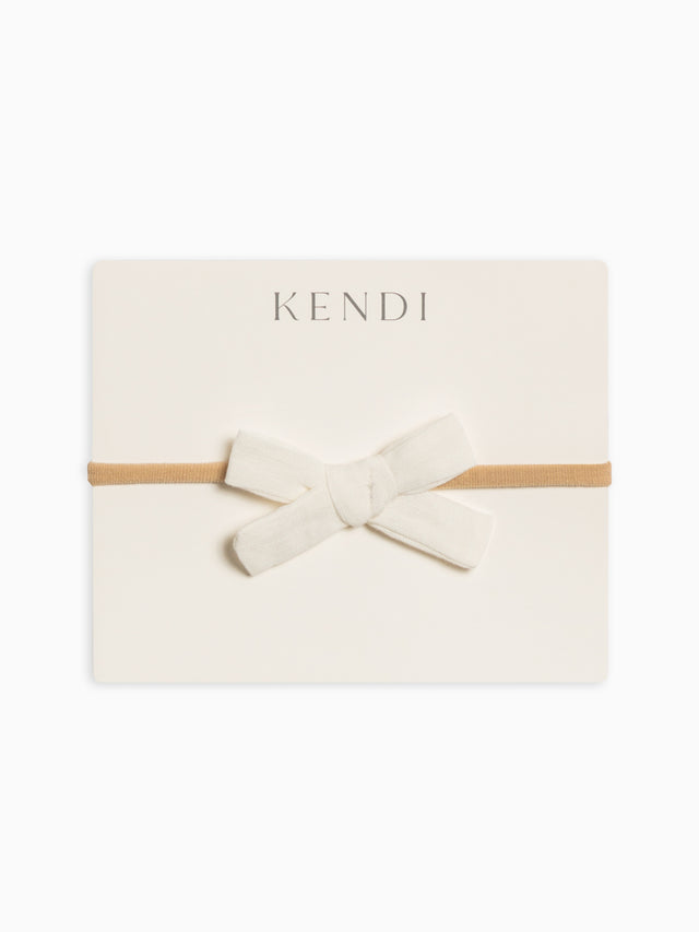 Linen Schoolgirl Bow Baby :Accessories :Bows :Headbands Kendi Organic Cotton Baby Linen Schoolgirl Bow
