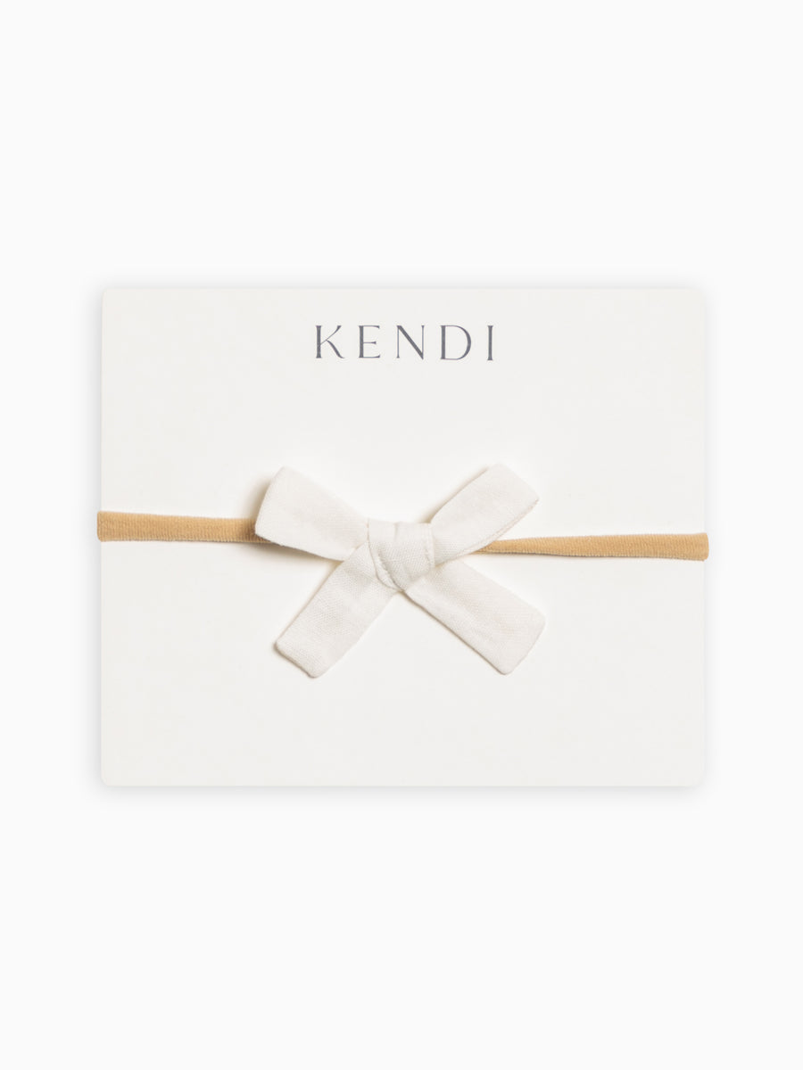 Linen Schoolgirl Bow Baby : Accessories : Bows : Headbands Kendi Organic Cotton Baby Linen Schoolgirl Bow