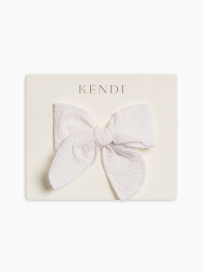 Seersucker Bow Clip - Coconut Baby-Kids : Accessories : Bows : Clips Kendi Organic Cotton Baby and Kids Seersucker Bow Clip