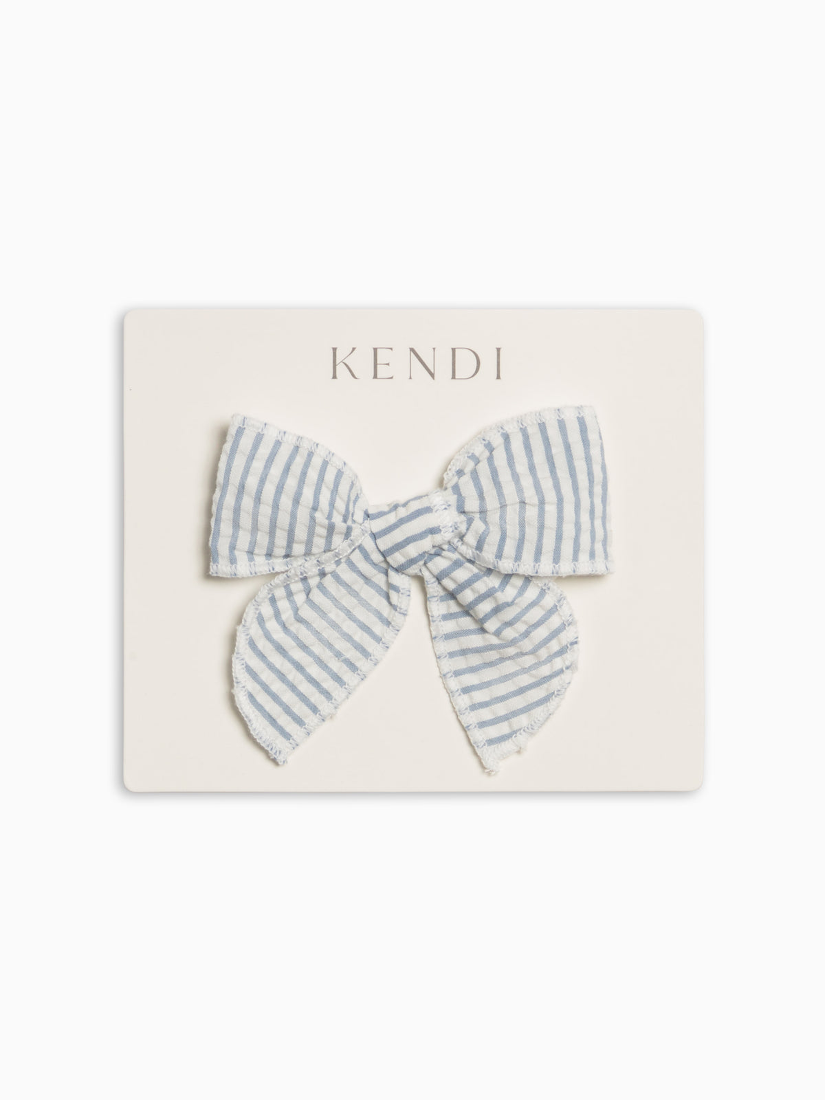 Seersucker Bow Clip - Shore Stripe / Sea Baby-Kids : Accessories : Bows : Clips KENDI by Colored Organics Seersucker Bow Clip - Shore Stripe / Sea | Colored Organics®