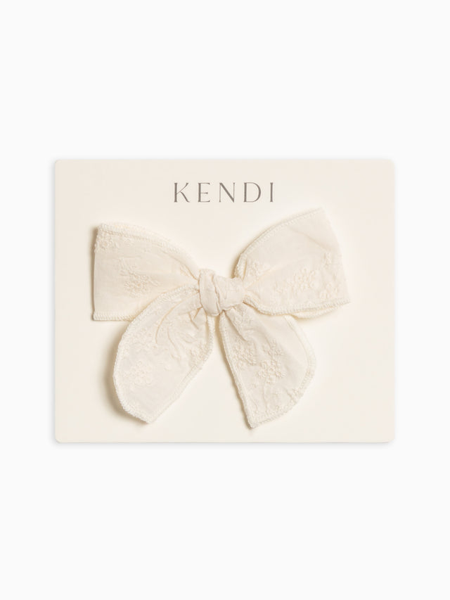 PRE ORDER Eyelet Bow Clip Baby : Accessories : Bows : Clips Kendi Organic Cotton Baby and Kids Eyelet Bow Clip