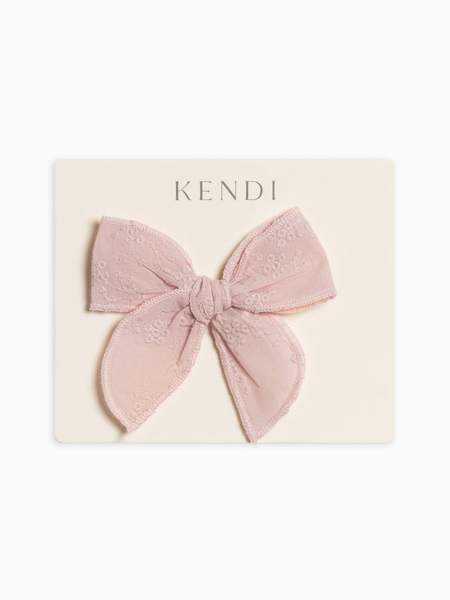 PRE ORDER Eyelet Bow Clip Baby : Accessories : Bows : Clips Kendi Organic Cotton Baby and Kids Eyelet Bow Clip