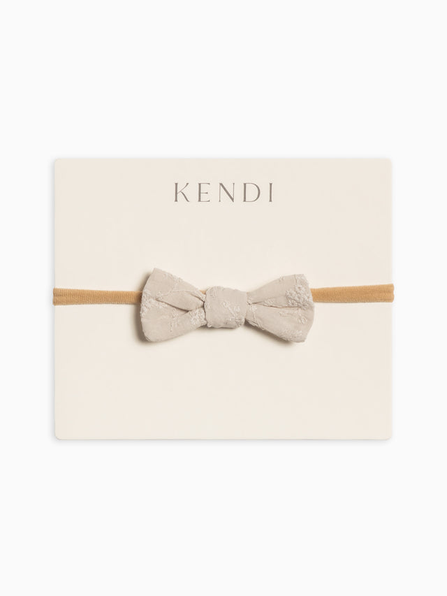 Eyelet Dainty Bow - Ribbed Collection Baby : Accessories : Bows : Headbands Kendi Organic Cotton Baby Eyelet Dainty Bow