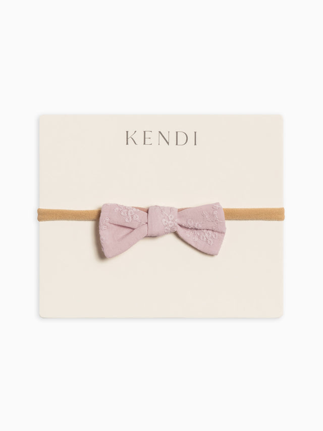 Eyelet Dainty Bow - Ribbed Collection Baby :Accessories :Bows :Headbands Kendi Organic Cotton Baby Eyelet Dainty Bow