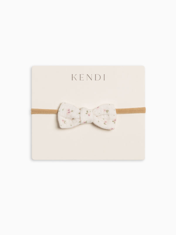 Muslin Dainty Bow - Camellia Floral / Shell + Fern