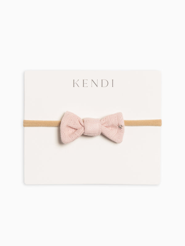 Brushed Back Pointelle Dainty Bow Baby : Accessories : Bows : Headbands Kendi Organic Cotton Baby and Kids Pointelle Dainty Bow