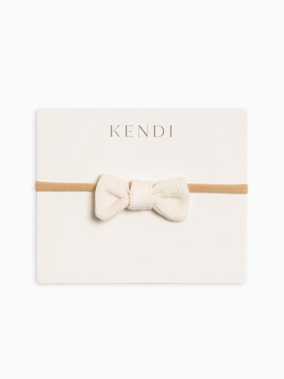 Brushed Back Pointelle Dainty Bow Baby : Accessories : Bows : Headbands Kendi Organic Cotton Baby and Kids Pointelle Dainty Bow