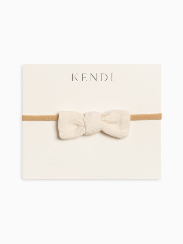 Pointelle Dainty Bow Baby : Accessories : Bows : Headbands Kendi Organic Cotton Baby and Kids Pointelle Dainty Bow