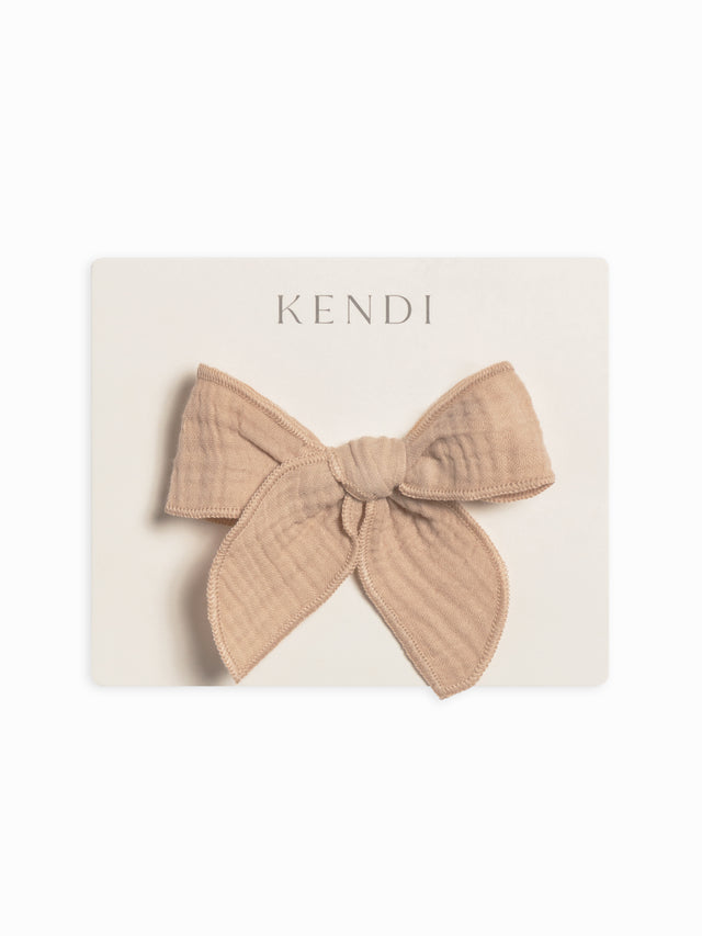 Muslin Bow Clip Baby :Accessories :Bows :Clips Kendi Organic Cotton Baby and Kids Muslin Bow Clip