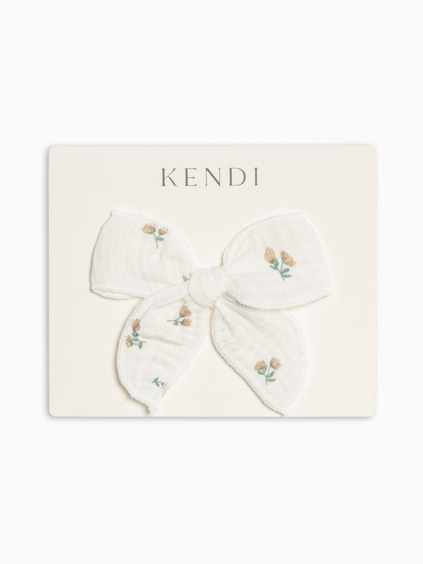 Muslin Bow Clip - Palmer Floral / Dune + Laguna