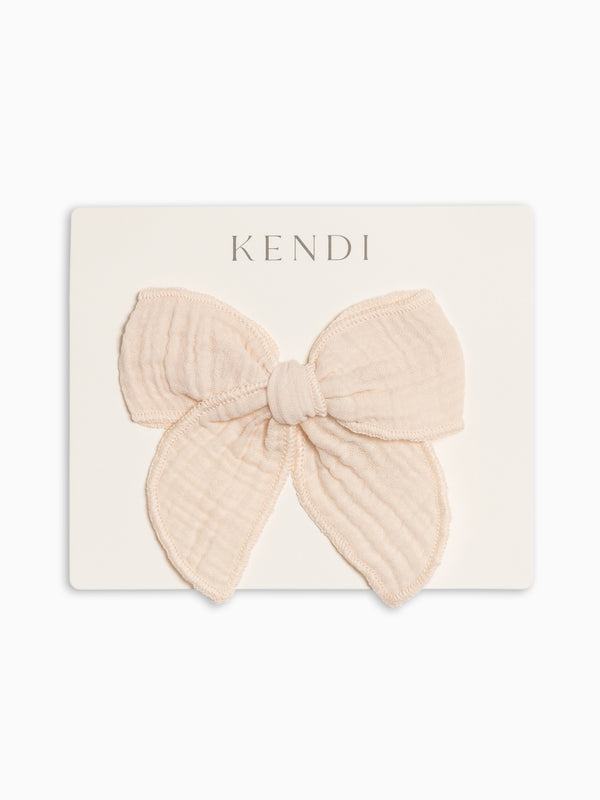 Muslin Bow Clip - Shell
