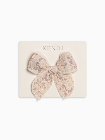 Muslin Bow Clip - Vionna Floral / Shell + Fog
