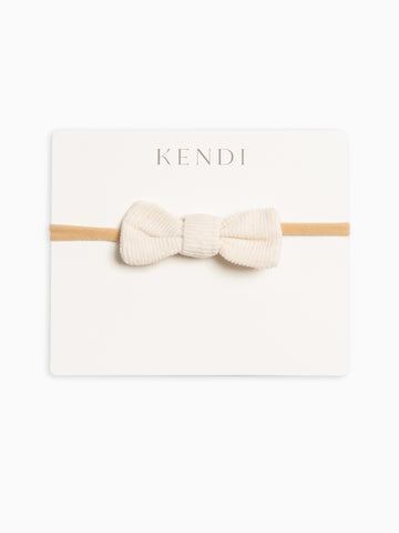 Corduroy Dainty Bow - Cream Baby : Accessories : Bows : Headbands KENDI by Colored Organics Organic Cotton Baby and Kids Corduroy | Colored Organics®