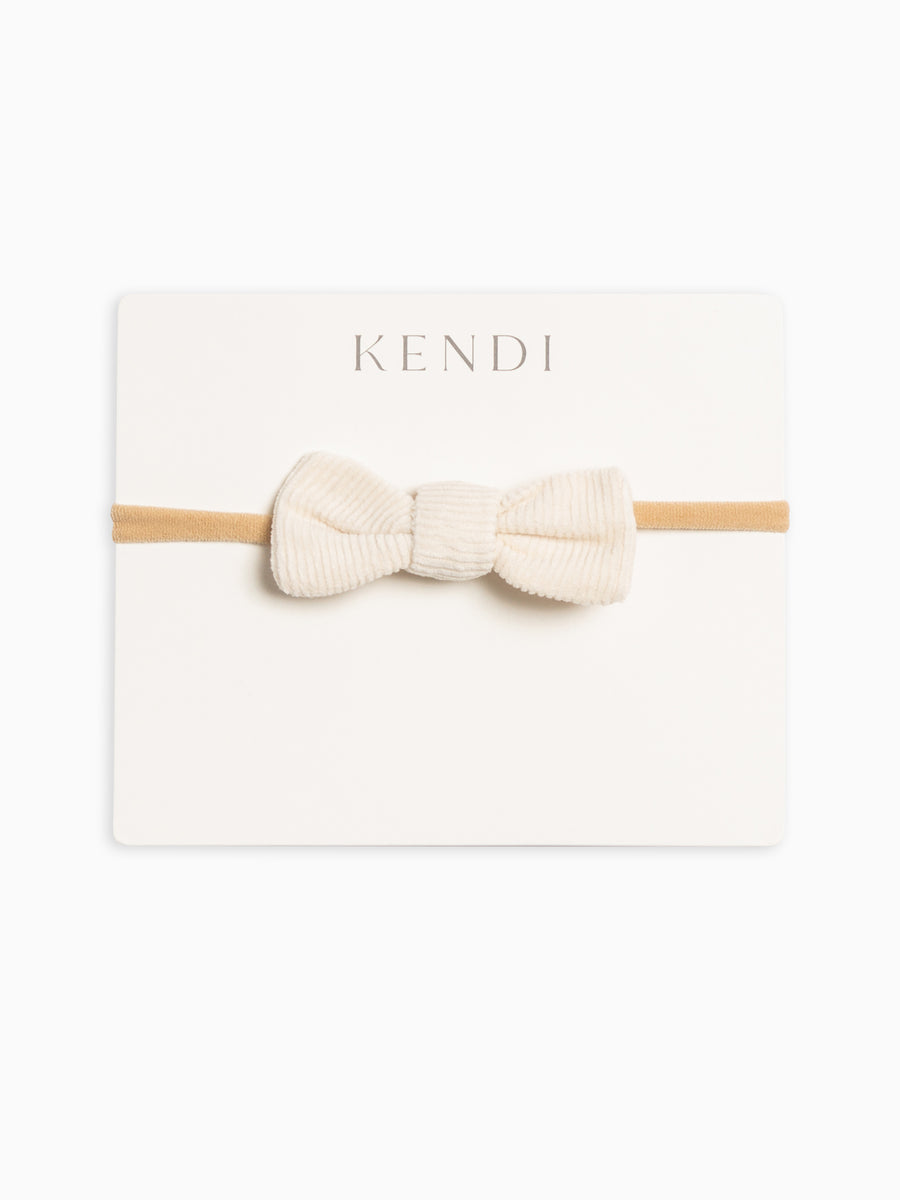 PRE ORDER Corduroy Dainty Bow - Cream Baby : Accessories : Bows : Headbands KENDI by Colored Organics Organic Cotton Baby and Kids Corduroy | Colored Organics®