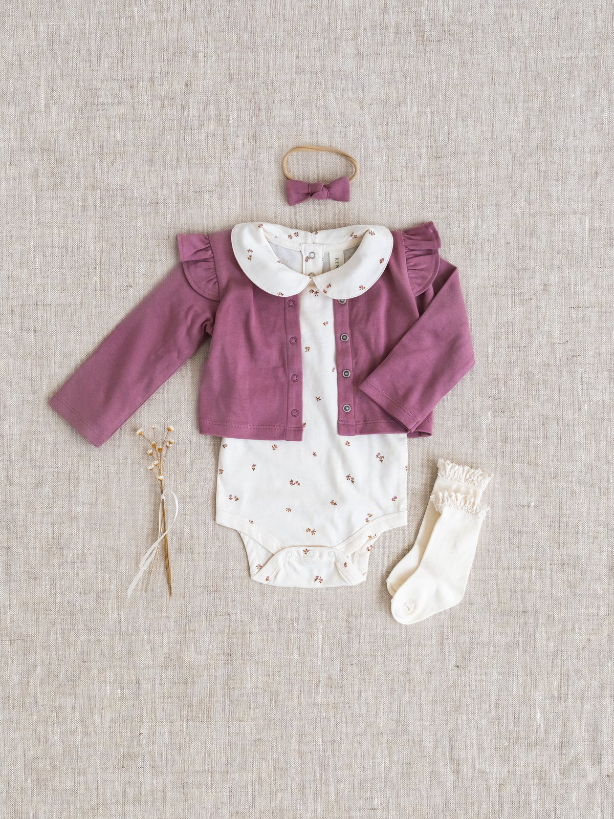 Peggy Peter Pan Collared Bodysuit - Etta Floral Baby : One Pieces : Bodysuits : Long Sleeves KENDI by Colored Organics Peggy Peter Pan Collared Bodysuit | Colored Organics®
