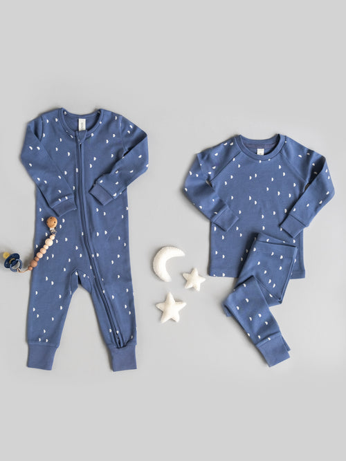 Zuno Footless Zipper Sleeper - Half Moon Baby : One Pieces : Sleepers : Long Sleeves KENDI by Colored Organics Zuno Footless Zipper Sleeper for Baby | Colored Organics®