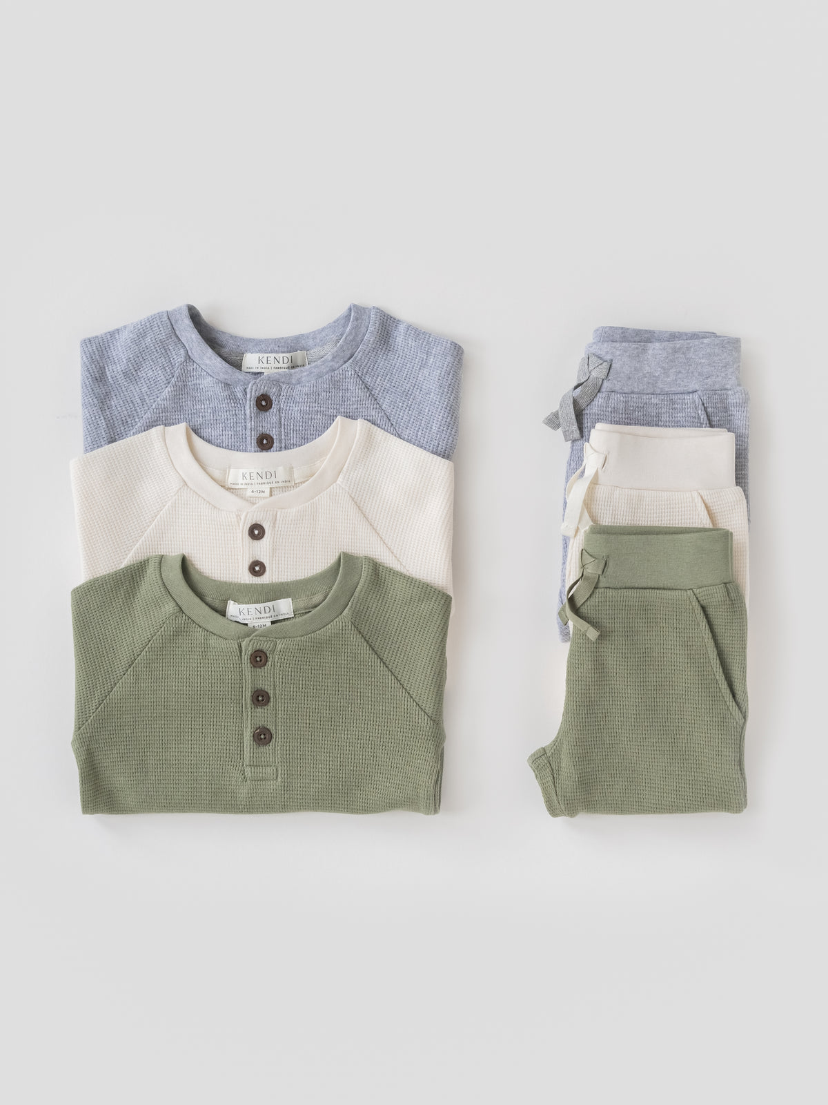 Jones Waffle Knit Henley Raglan Shirt - Ivory Baby-Kids : Tops : Tees : Long Sleeves KENDI by Colored Organics Jones Waffle Knit Henley Raglan Shirt | Colored Organics®