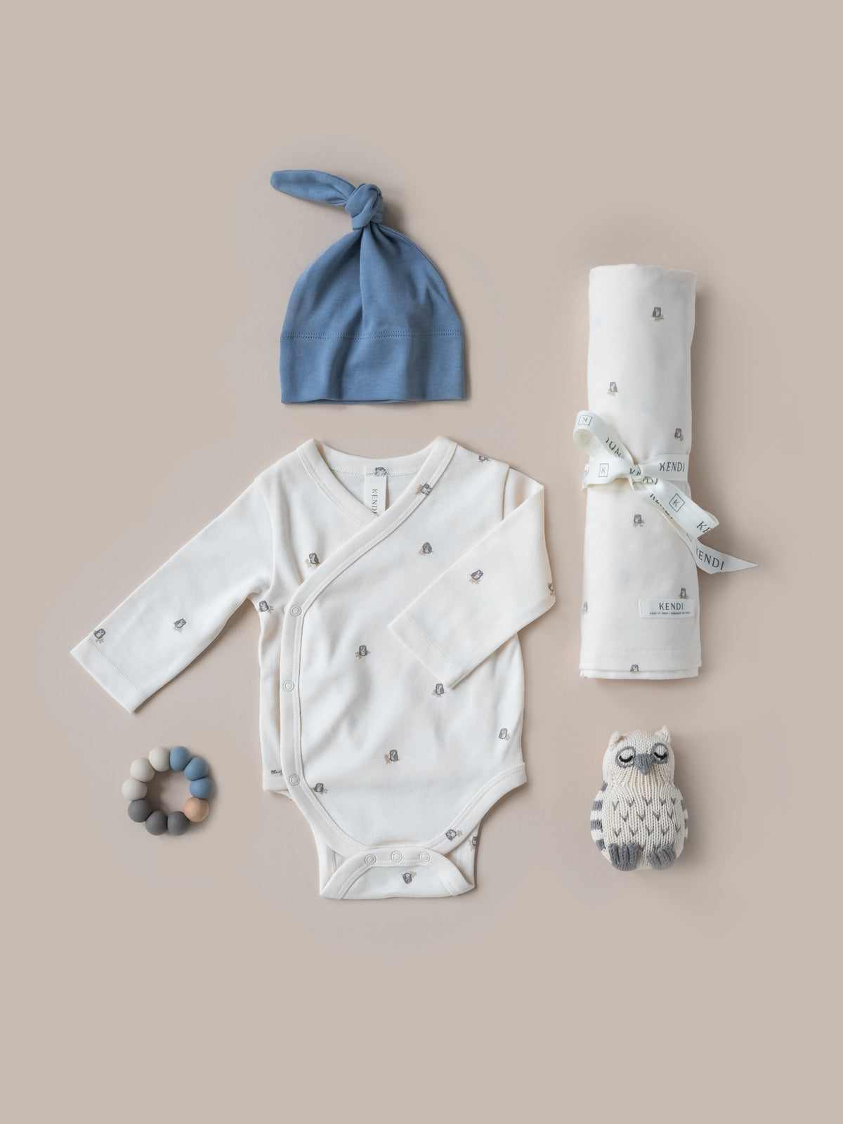 Kai Kimono Bodysuit - Owl Baby : One Pieces : Kimono Bodysuits : Long Sleeves KENDI by Colored Organics Kai Kimono Bodysuit for Babies | Colored Organics®