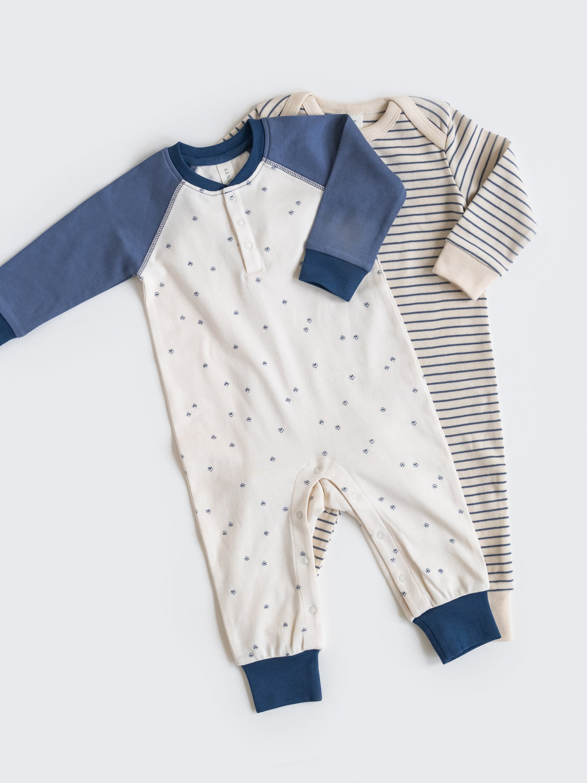 Brix Henley Romper - Peak / Steel Baby : One Pieces : Rompers : Long Sleeves KENDI by Colored Organics Brix Henley Romper for Babies | Colored Organics®