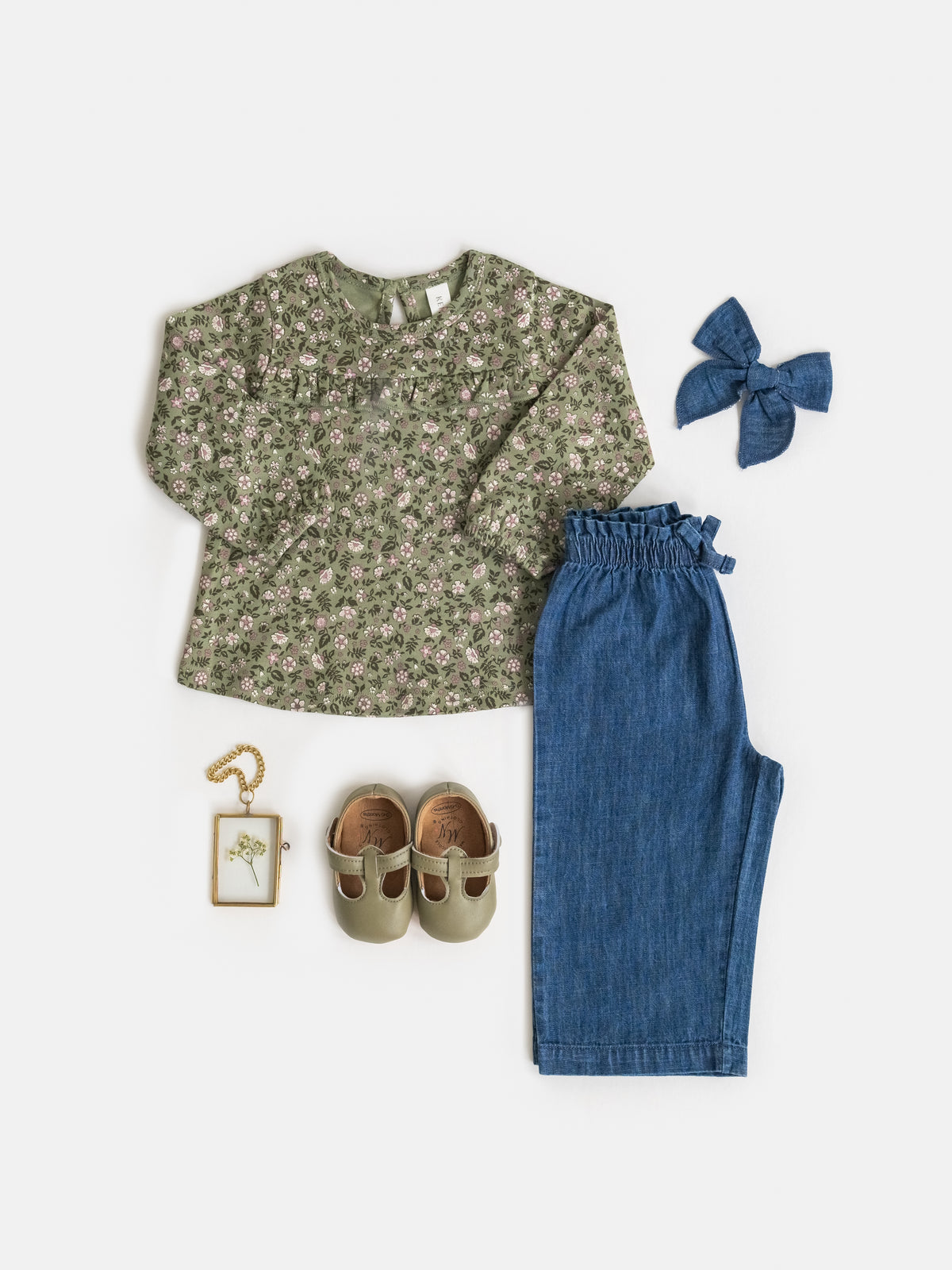 Rumi Chambray Ruffle Waist Wide Leg Pant - AW26 Chambray