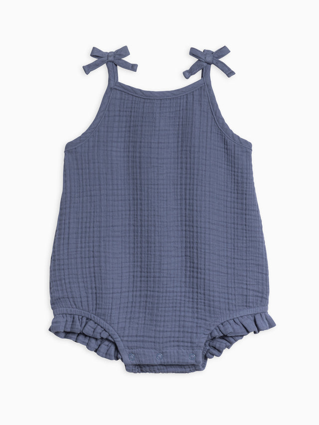 Ada Muslin Ruffle Tank Romper Baby : One Pieces : Rompers : Tanks Kendi Organic Cotton Baby Ada Muslin Ruffle Tank Romper