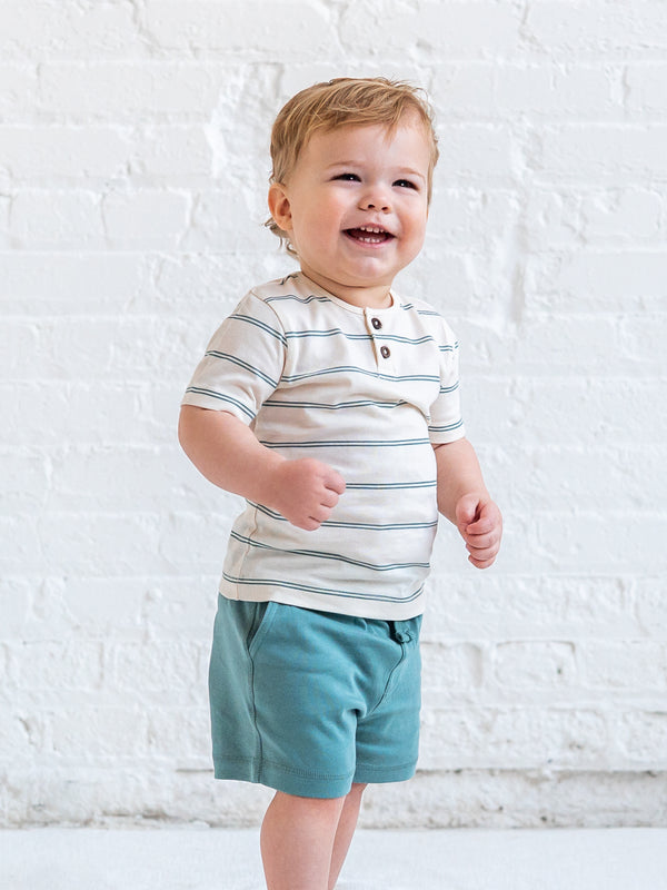 Reef Short Sleeve Henley - Inbee Stripe / Laguna