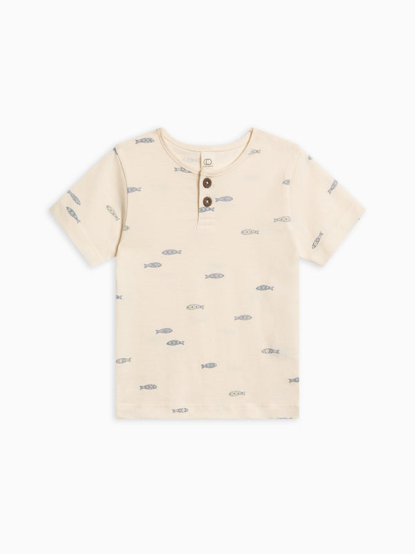 Reef Short Sleeve Henley Baby-Kids : Tops : Tees : Short Sleeves Colored Organics Organic Cotton Baby and Kids Reef Short Sleeve Henley