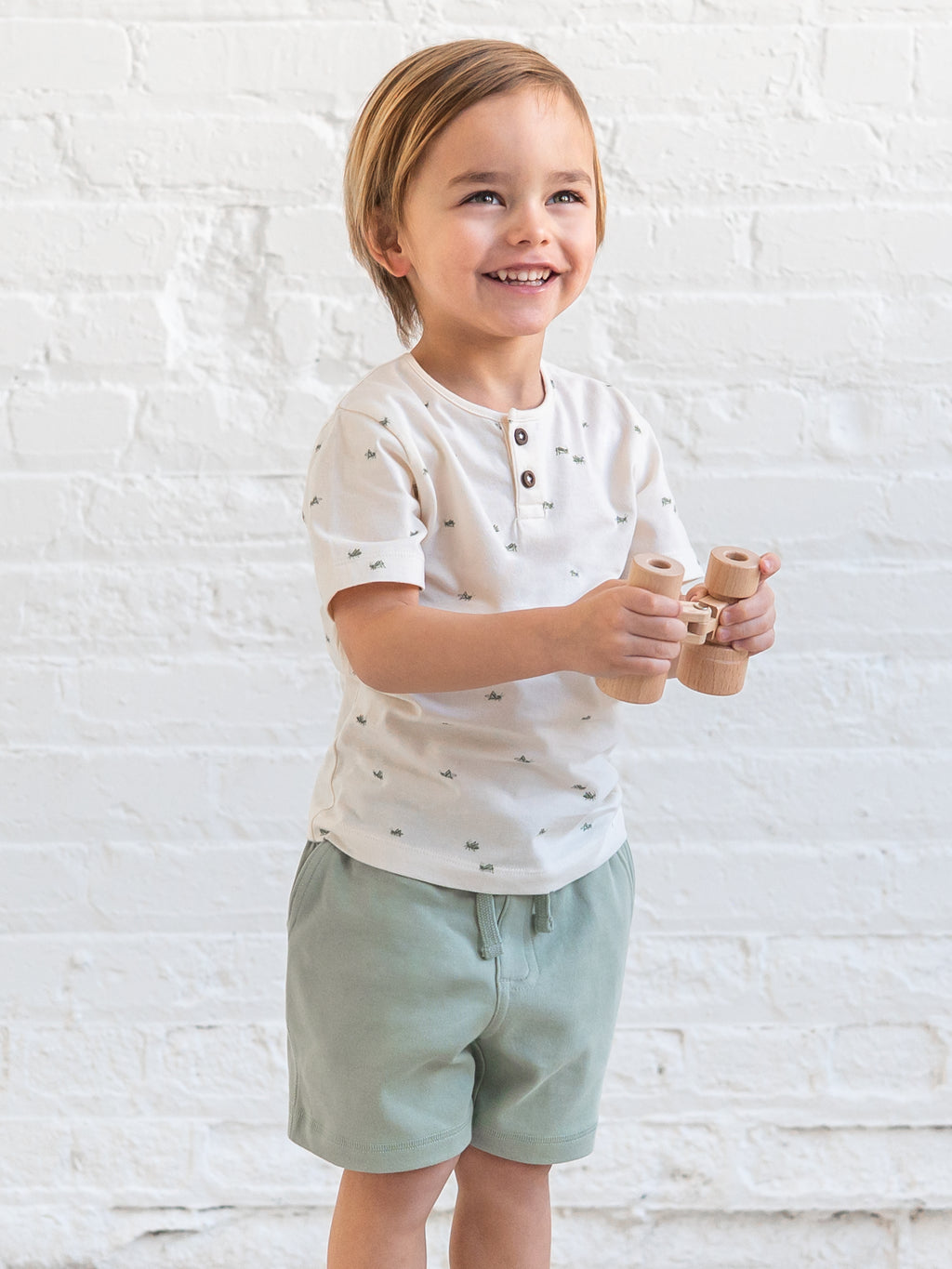 Reef Short Sleeve Henley - Grasshopper / Fern + Mint Sale : Baby-Kids : Tops : Tees : Short Sleeves Kendi Reef Short Sleeve Henley - Grasshopper | Colored Organics®