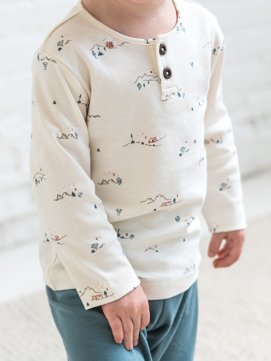 Reef Long Sleeve Henley Baby : Tops : Tees : Long Sleeves Colored Organics Organic Cotton Baby and Kids Reef Long Sleeve Henley