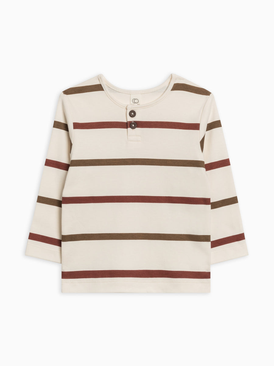 PRE ORDER Reef Long Sleeve Henley Baby : Tops : Tees : Long Sleeves Colored Organics Organic Cotton Baby and Kids Reef Long Sleeve Henley