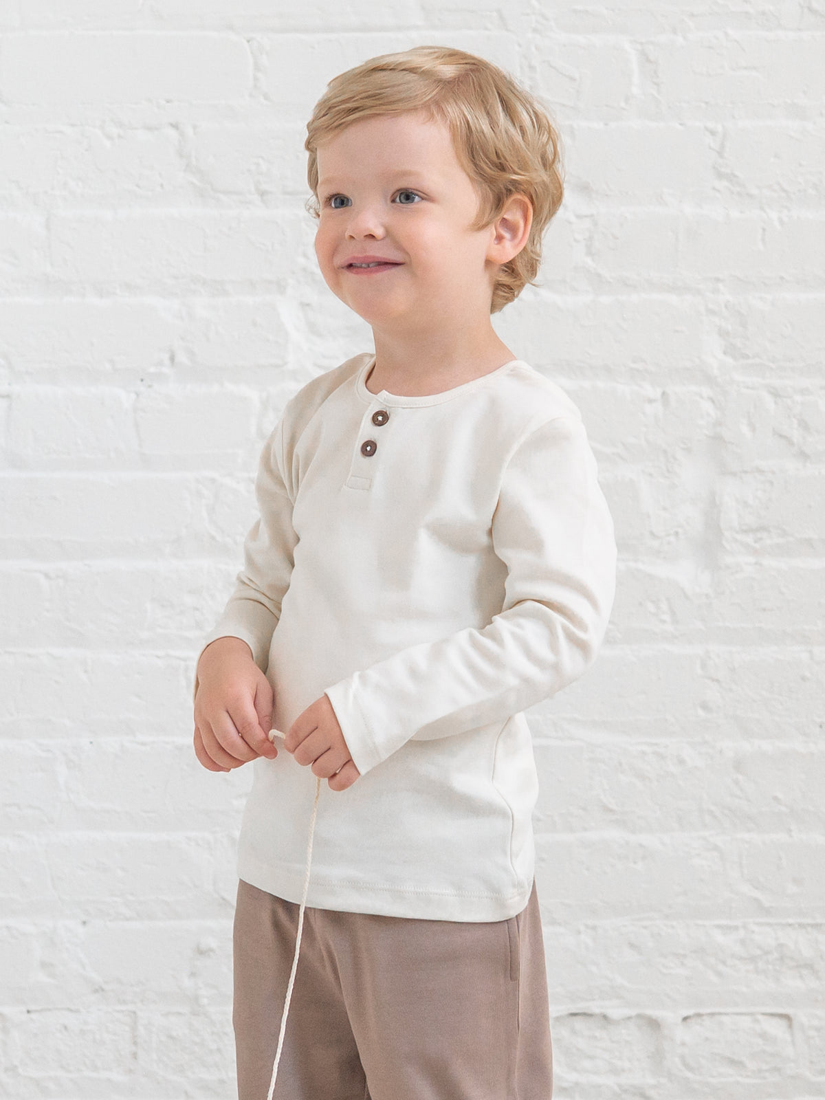 Reef Long Sleeve Henley - Ivory
