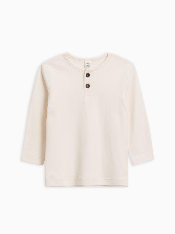 PRE ORDER Reef Long Sleeve Henley - Ivory Baby-Kids : Tops : Tees : Long Sleeves KENDI by Colored Organics Reef Long Sleeve Henley for Baby + Kids | Colored Organics®