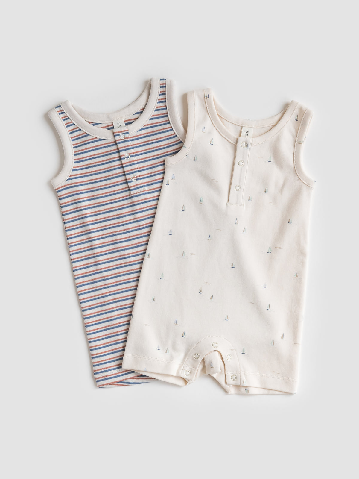 Nile Romper - Marina / Sea + Dune Baby : One Pieces : Rompers : Tanks KENDI by Colored Organics Baby Nile Romper - Marina / Sea + Dune | Colored Organics®