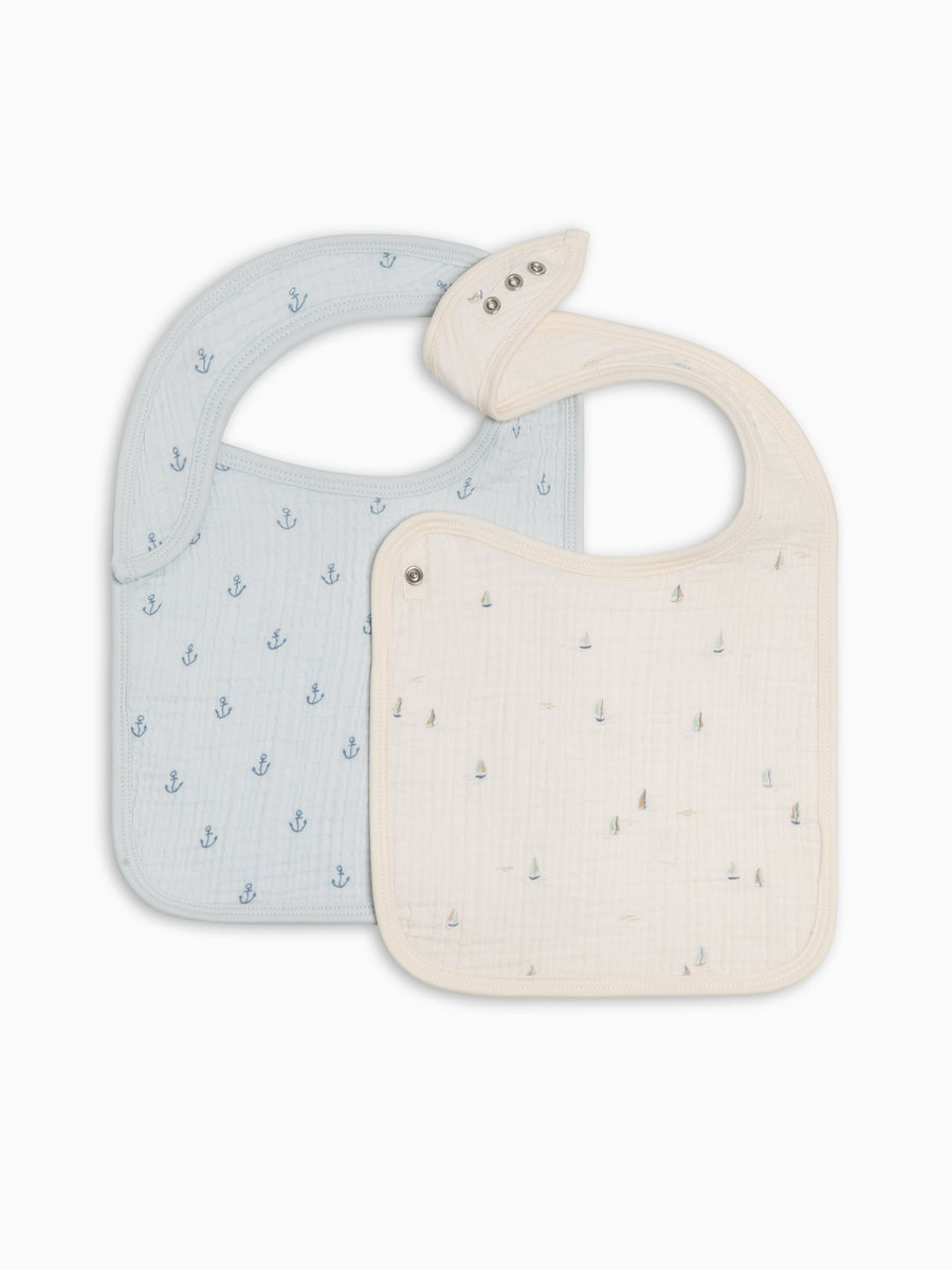 2-Pack Muslin Bibs - Marina + Anchor